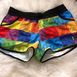 Fun colorful patterned swim coverup shorts